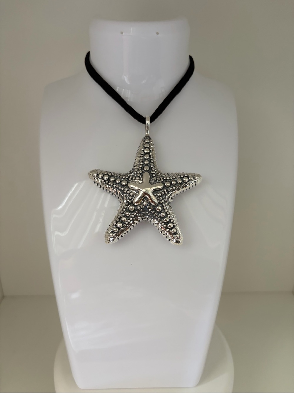 Huge Sterling Silver 925 Starfish Pendant (only)Black Cord not included.
